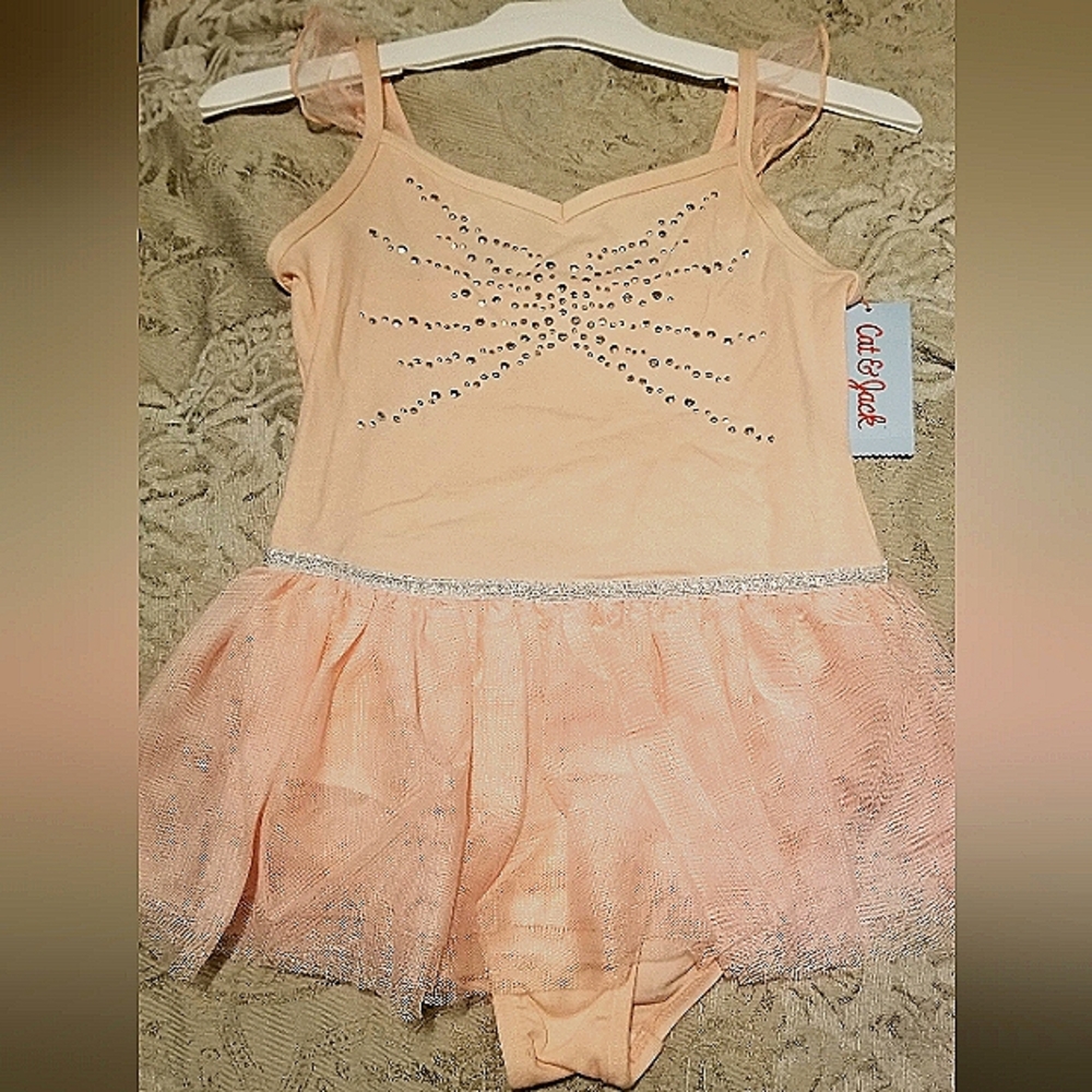 Cat & Jack Pink Sparkles Ballerina Leotard with attached TuTu